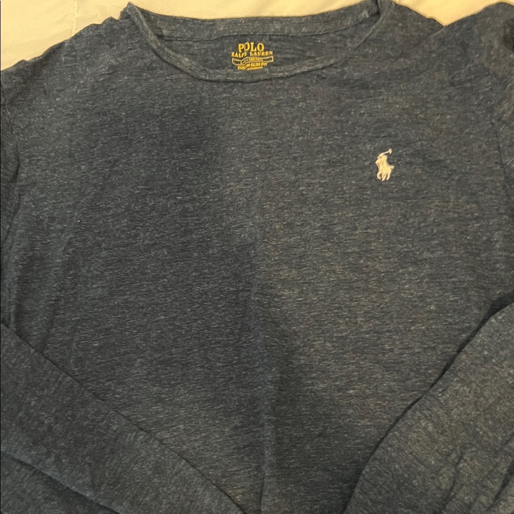 Polo by Ralph Lauren Men's Heathered Blue Long Sleeve Tee